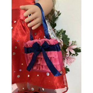 American Girl Battat OG Doll Retired Accessory Pink Navy Purse for Dolls 16" 18"